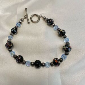 Sterling silver blue beaded bracelet